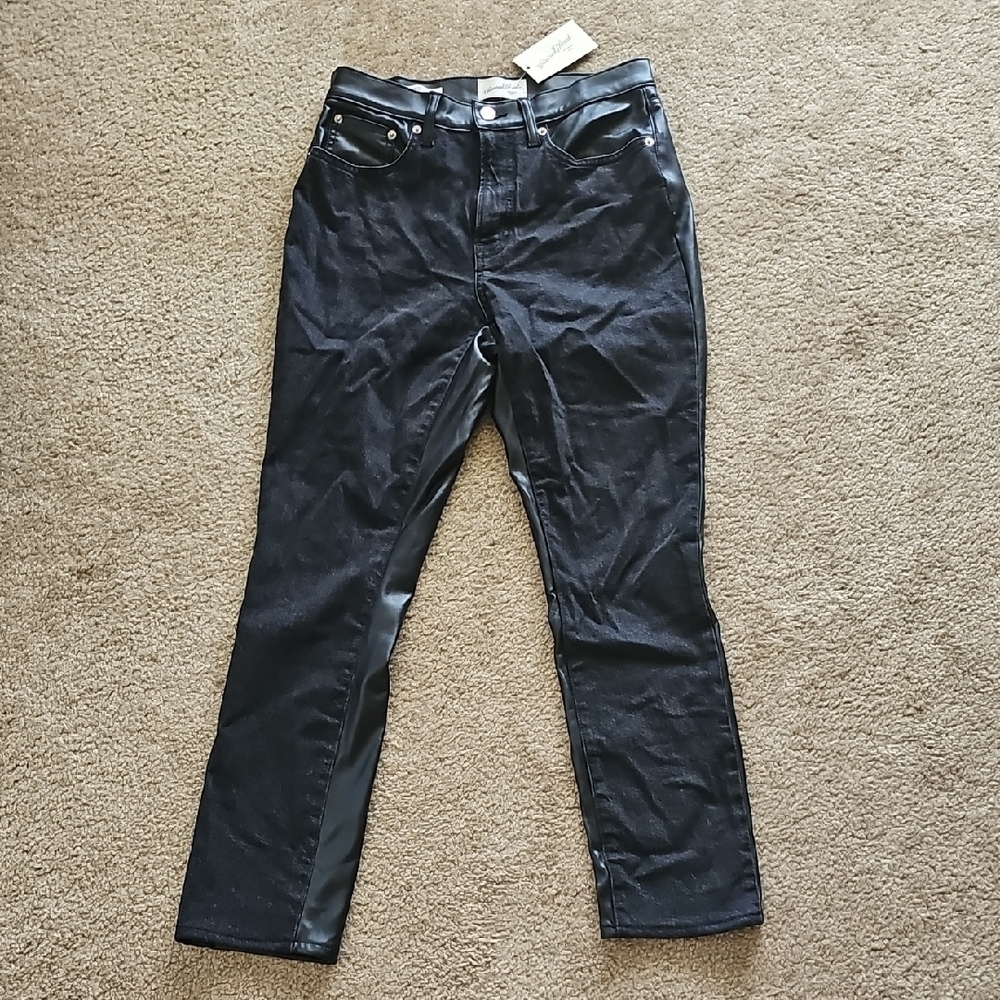 Universal Thread Black Faux Leather Slim Jeans Size 8